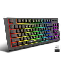 HXSJ L100 Tastiera wireless 2.4G con pellicola retroilluminata RGB a 87 tasti (nera)