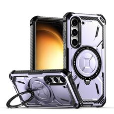 Custodia per telefono con supporto magnetico MagSafe per Samsung Galaxy S23 5G Armor Series (viola chiaro)