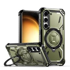 Custodia per telefono con supporto magnetico MagSafe per Samsung Galaxy S23 5G Armor Series (verde militare)