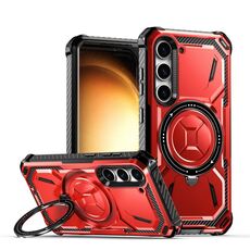 Custodia per telefono con supporto magnetico MagSafe per Samsung Galaxy S23 5G Armor Series (rosso)