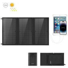 HAWEEL 18W 3 Pannelli Borsa Caricabatterie Pieghevole per Pannello Solare con 5V / 3.1A Max Doppie Porte USB, Supporto QC3.0 e AFC
