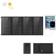 HAWEEL 24W 4 Pannelli Borsa Caricabatterie Pieghevole per Pannello Solare con 5V / 3.1A Max Doppie Porte USB, Supporto QC3.0 e AFC