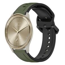 Per Garmin Vivomove Trend 20mm Convex Loop Cinturino in silicone bicolore (verde scuro + nero)