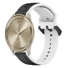 Per Garmin Vivomove Trend 20mm Convex Loop Cinturino in silicone bicolore (nero + bianco)