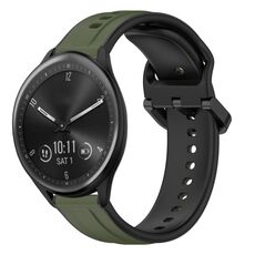 Per Garmin Vivomove Sport 20mm Convex Loop Cinturino in silicone bicolore (verde scuro + nero)