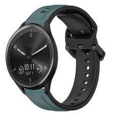 Per Garmin Vivomove Sport 20mm Convex Loop Cinturino in silicone bicolore (verde oliva + nero)