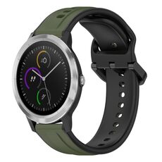 Per Garmin Vivoactive3 20mm Convex Loop Cinturino in silicone bicolore (verde scuro + nero)