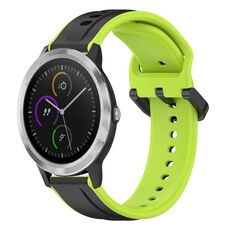 Per Garmin Vivoactive3 20mm Convex Loop Cinturino in silicone bicolore (nero + lime)