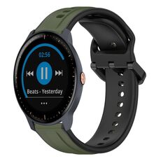 Per Garmin Vivoactive3 Music 20mm Convex Loop Cinturino in silicone bicolore (verde scuro + nero)