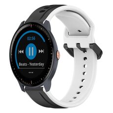 Per Garmin Vivoactive3 Music 20mm Convex Loop Cinturino in silicone bicolore (nero + bianco)