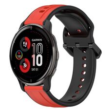 Per Garmin Venu 2 Plus 20mm Convex Loop Cinturino in silicone bicolore (rosso + nero)