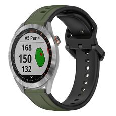Per Garmin Approach S40 20mm Convex Loop Cinturino in silicone bicolore (verde scuro + nero)
