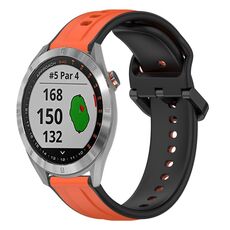 Per Garmin Approach S40 20mm Convex Loop Cinturino in silicone bicolore (arancione + nero)