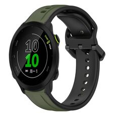 Per Garmin Forerunner 158 20mm Convex Loop Cinturino in silicone bicolore (verde scuro + nero)