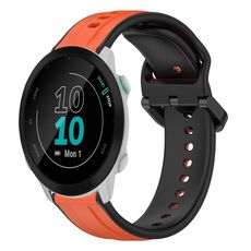 Per Garmin Forerunner 55 20mm Convex Loop Cinturino in silicone bicolore (arancione + nero)