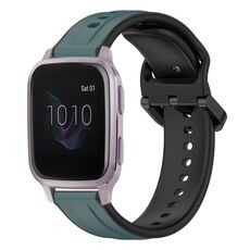 Per Garmin Venu SQ 20mm Convex Loop Cinturino in silicone bicolore (verde oliva + nero)
