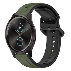Per Garmin VivoMove Style 20mm Convex Loop Cinturino in silicone bicolore (verde scuro + nero)