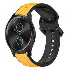 Per Garmin VivoMove Style 20mm Convex Loop Cinturino in silicone bicolore (giallo + nero)