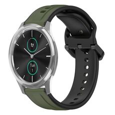 Per Garmin VivoMove Luxe 20mm Convex Loop Cinturino in silicone bicolore (verde scuro + nero)