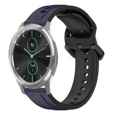 Per Garmin VivoMove Luxe 20mm Convex Loop Cinturino in silicone bicolore (blu notte + nero)