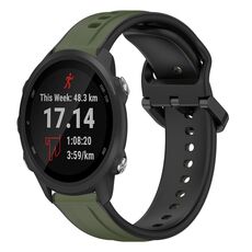 Per Garmin Forerunner 245 20mm Convex Loop Cinturino in silicone bicolore (verde scuro + nero)