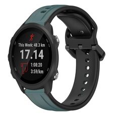 Per Garmin Forerunner 245 20mm Convex Loop Cinturino in silicone bicolore (verde oliva + nero)