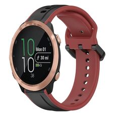 Per Garmin Forerunner 645 Cinturino in silicone bicolore con anello convesso da 20 mm (nero + rosso)
