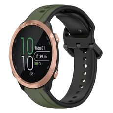 Per Garmin Forerunner 645 Music 20mm Convex Loop Cinturino in silicone bicolore (verde scuro + nero)