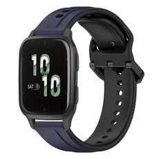 Per Garmin Forerunner Sq2 20mm Convex Loop Cinturino in silicone bicolore (blu notte + nero)