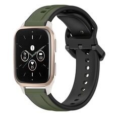 Per Garmin Forerunner Sq2 Music 20mm Convex Loop Cinturino in silicone bicolore (verde scuro + nero)