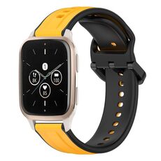 Per Garmin Forerunner Sq2 Music 20mm Convex Loop Cinturino in silicone bicolore (giallo + nero)