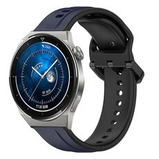 Per Huawei Watch GT3 Pro 43mm 20mm Convex Loop Cinturino in silicone bicolore (blu notte + nero)