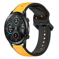 Per Honor MagicWatch2 42mm 20mm Convex Loop Cinturino in silicone bicolore (giallo + nero)