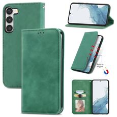 Custodia in pelle magnetica per Samsung Galaxy S23 5G Retro Skin Feel (verde)