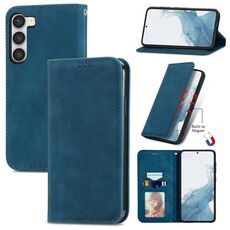 Custodia in pelle magnetica per Samsung Galaxy S23 5G Retro Skin Feel (blu)