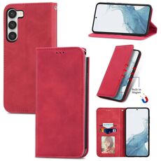 Custodia in pelle magnetica per Samsung Galaxy S23 5G Retro Skin Feel (rosso)