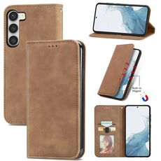 Custodia in pelle magnetica per Samsung Galaxy S23 5G Retro Skin Feel (marrone)