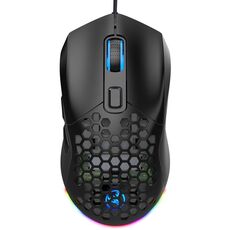 HXSJ X300 7200 DPI RGB retroilluminazione intercambiabile foro posteriore mouse da gioco cablato (nero)