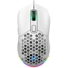 HXSJ X300 7200 DPI RGB retroilluminazione intercambiabile foro posteriore mouse da gioco cablato (bianco)