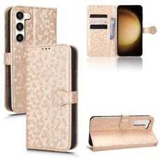 Custodia in pelle per Samsung Galaxy S23 5G a nido d'ape (oro)