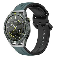 Per Huawei Watch GT3 SE 22mm Convex Loop Cinturino in silicone bicolore (verde oliva + nero)