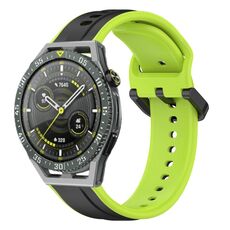 Per Huawei Watch GT3 SE 22mm Convex Loop Cinturino in silicone bicolore (nero + lime)