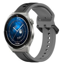 Per Huawei Watch GT3 Pro 46mm 22mm Convex Loop Cinturino in silicone bicolore (nero + grigio)