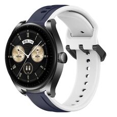 Per Huawei Watch Buds 22mm Convex Loop Cinturino in silicone bicolore (blu notte + bianco)