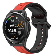 Per Huawei Watch GT Runner 22mm Convex Loop Cinturino in silicone bicolore (rosso + nero)