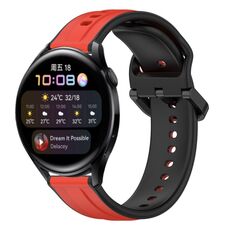 Per Huawei Watch 3 22mm Convex Loop Cinturino in silicone bicolore (rosso + nero)