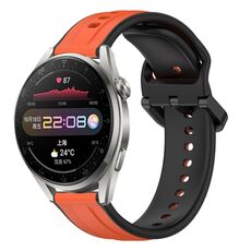 Per Huawei Watch 3 Pro 22mm Convex Loop Cinturino in silicone bicolore (arancione + nero)