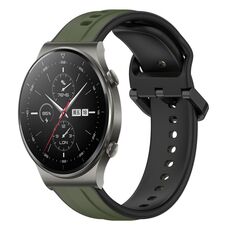 Per Huawei GT2 Pro 22mm Convex Loop Cinturino in silicone bicolore (verde scuro + nero)