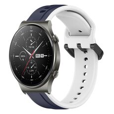 Per Huawei GT2 Pro 22mm Convex Loop Cinturino in silicone bicolore (blu notte + bianco)