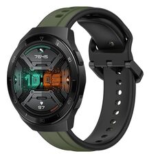 Per Huawei Watch GT 2E 22mm Convex Loop Cinturino in silicone bicolore (verde scuro + nero)